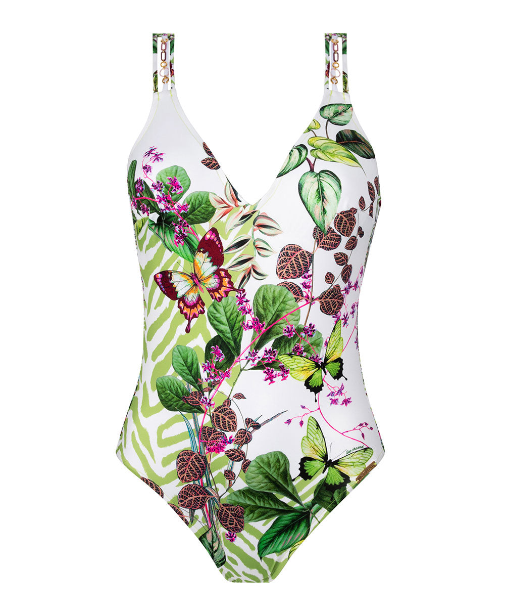 Maillot de bain une pièce sans armatures dos ouvert Lise Charmel bain Envolée Tropicale lumière ABB6973-LT