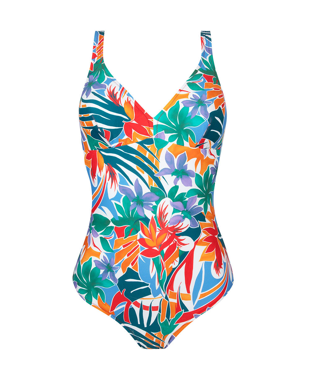 Maillot de bain une pièce maintien La Flaneuse papiers découpés multicolore Antigel Bain FBB9267-PD