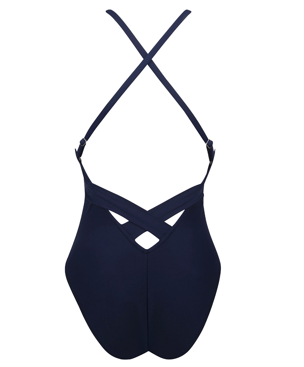 Maillot de bain une pièce maintien dos croisé La Chiquissima marine Antigel Bain EBB9214-MM 2