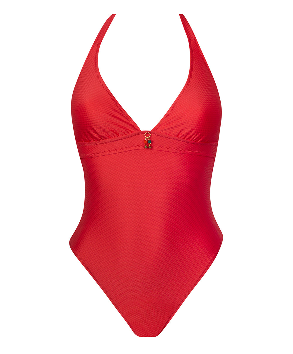Maillot de bain une pièce sans armatures tour de cou La Vogueuse corail vogue Antigel Bain EBB9207-CV 7