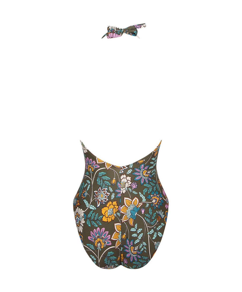 Maillot de bain une pièce séduction tour de cou dos nu Lise Charmel bain Fleur Persane bronze ABB9767-BP