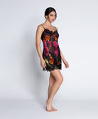 Nuisette charme en soie et viscose Lise Charmel Floraison Passion safran rose ALH1086-SR