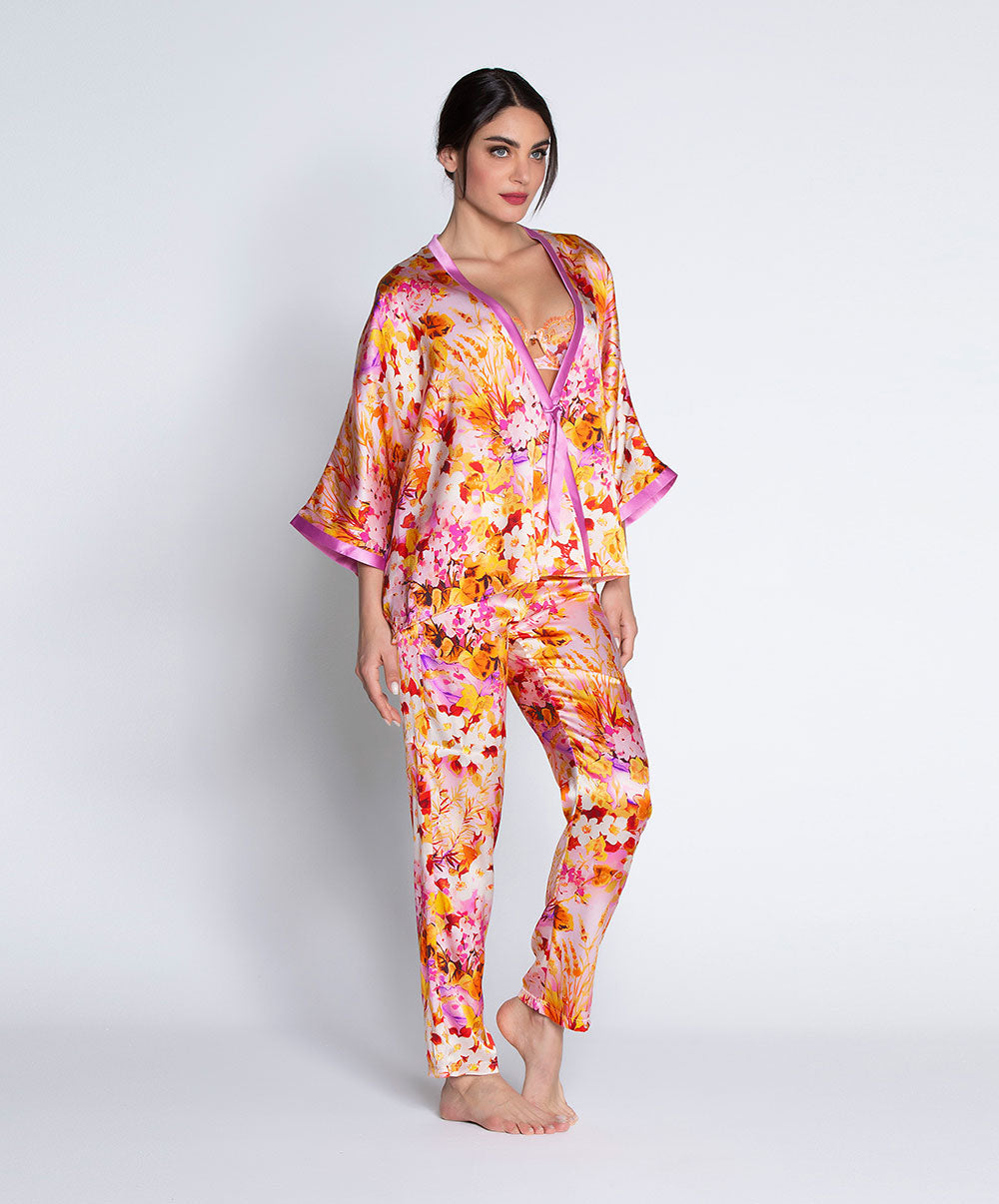 Pantalon en soie Lise Charmel Jardins de Lumière bouquet multicolore ALH0049-BL