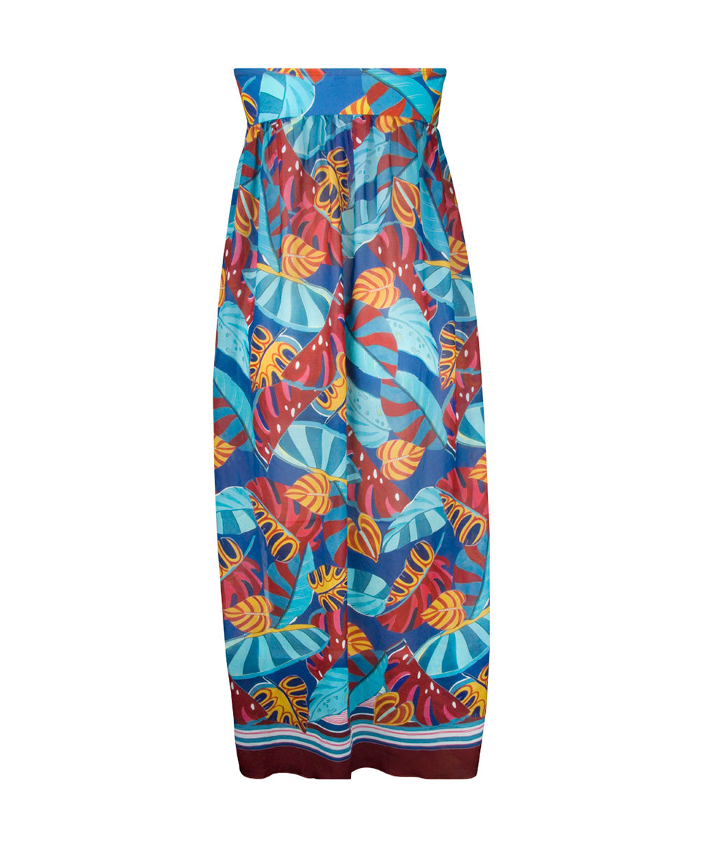 Robe de plage bustier longue La Foglia Antigel ciel feuillage Antigel Bain ESB1154-CF