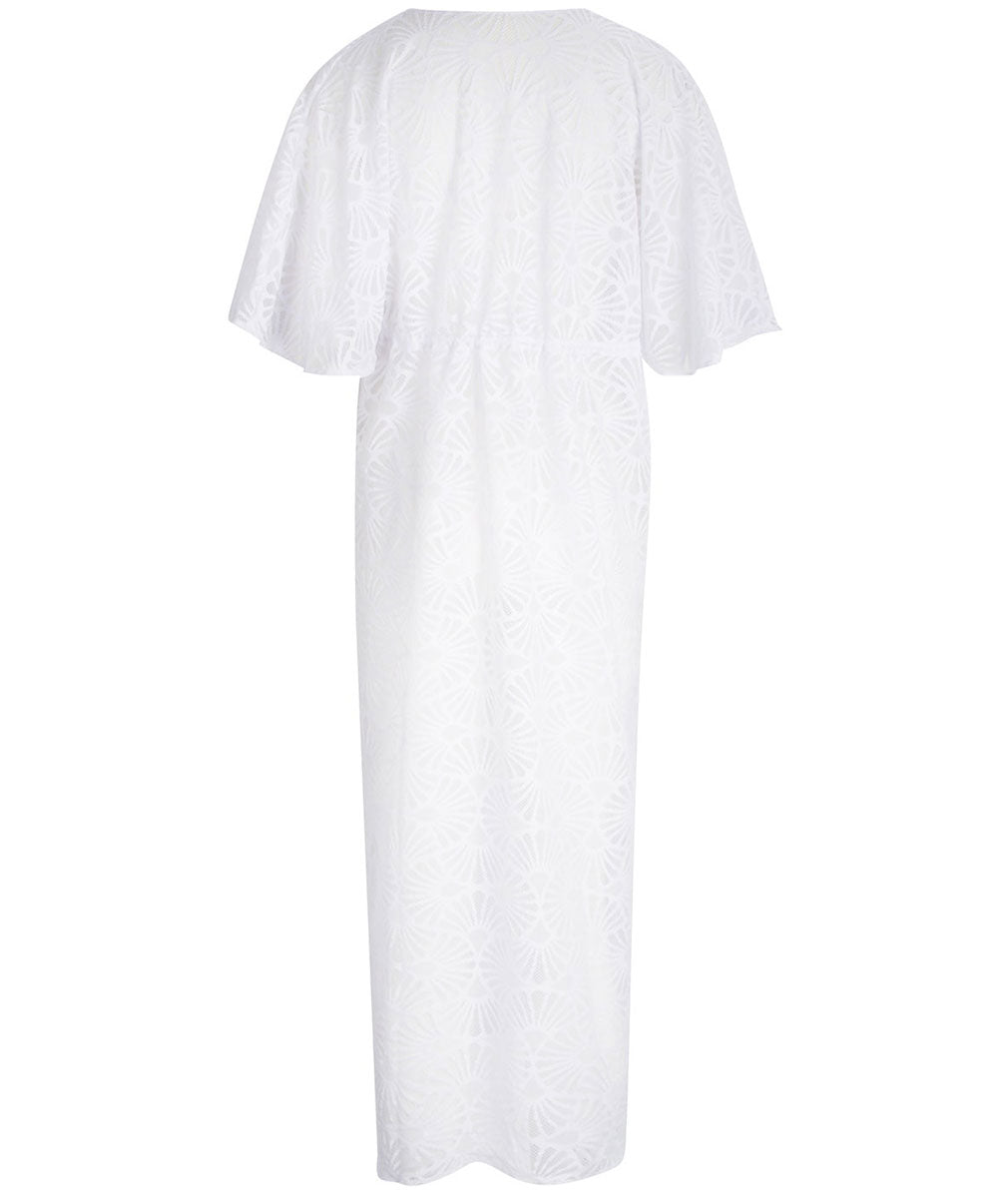 Robe de plage longue forme kimono La Muse Dentelle blanc Antigel Bain ESB2906-BL 10