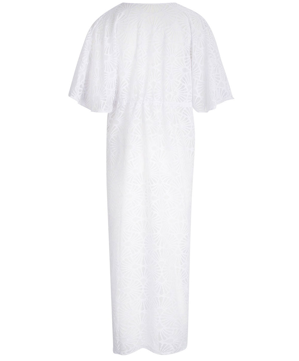 Robe de plage longue forme kimono La Muse Dentelle blanc Antigel Bain ESB2906-BL 10