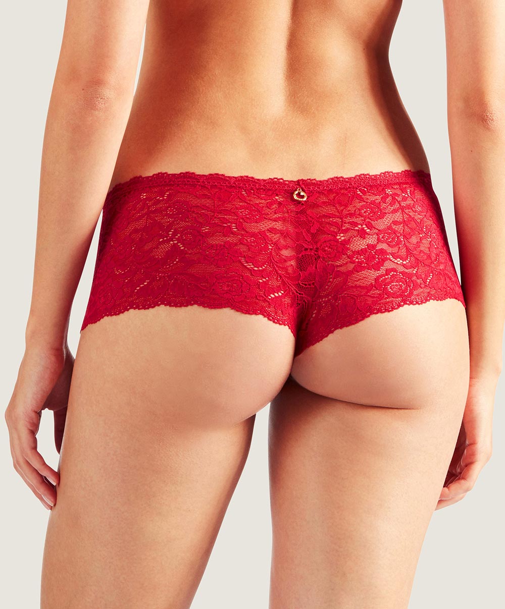 Shorty taille basse "St-"Tropez rouge Rosessence rouge gala Aubade HK70-GALA