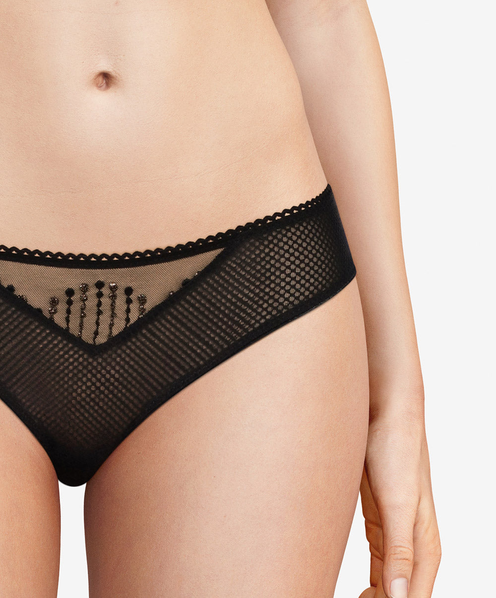 Slip Chantelle Luminesce noir or C19K30-0A1