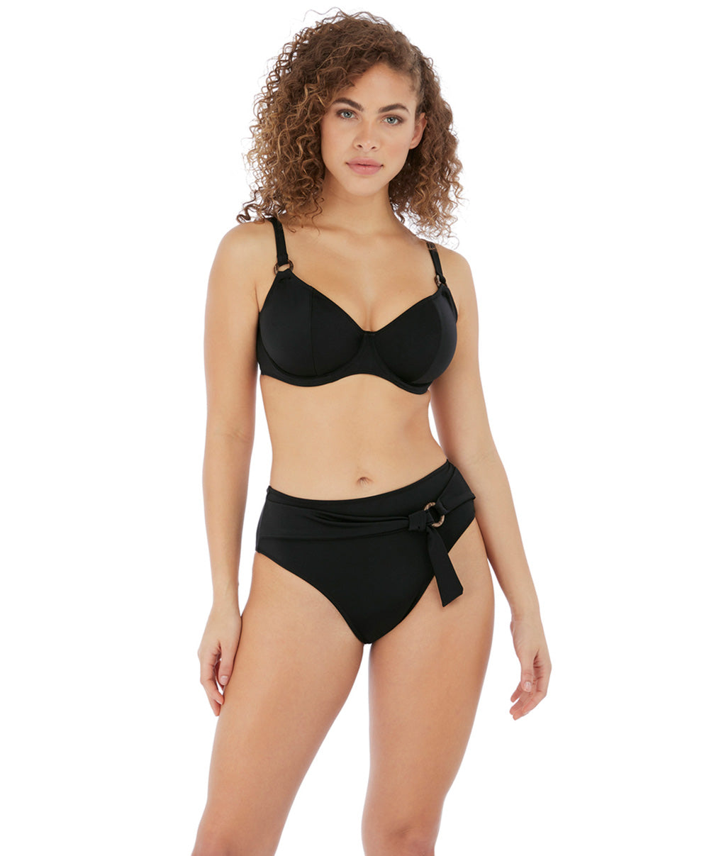 Slip de bain bikini taille haute Coco Wave noir Freya swim AS7005-BLK