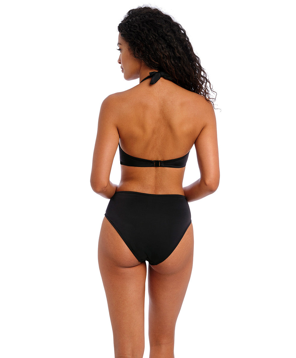 Slip de bain bikini taille haute coupe échancrée Jewel Cove plain black Freya swim AS7236-PLK