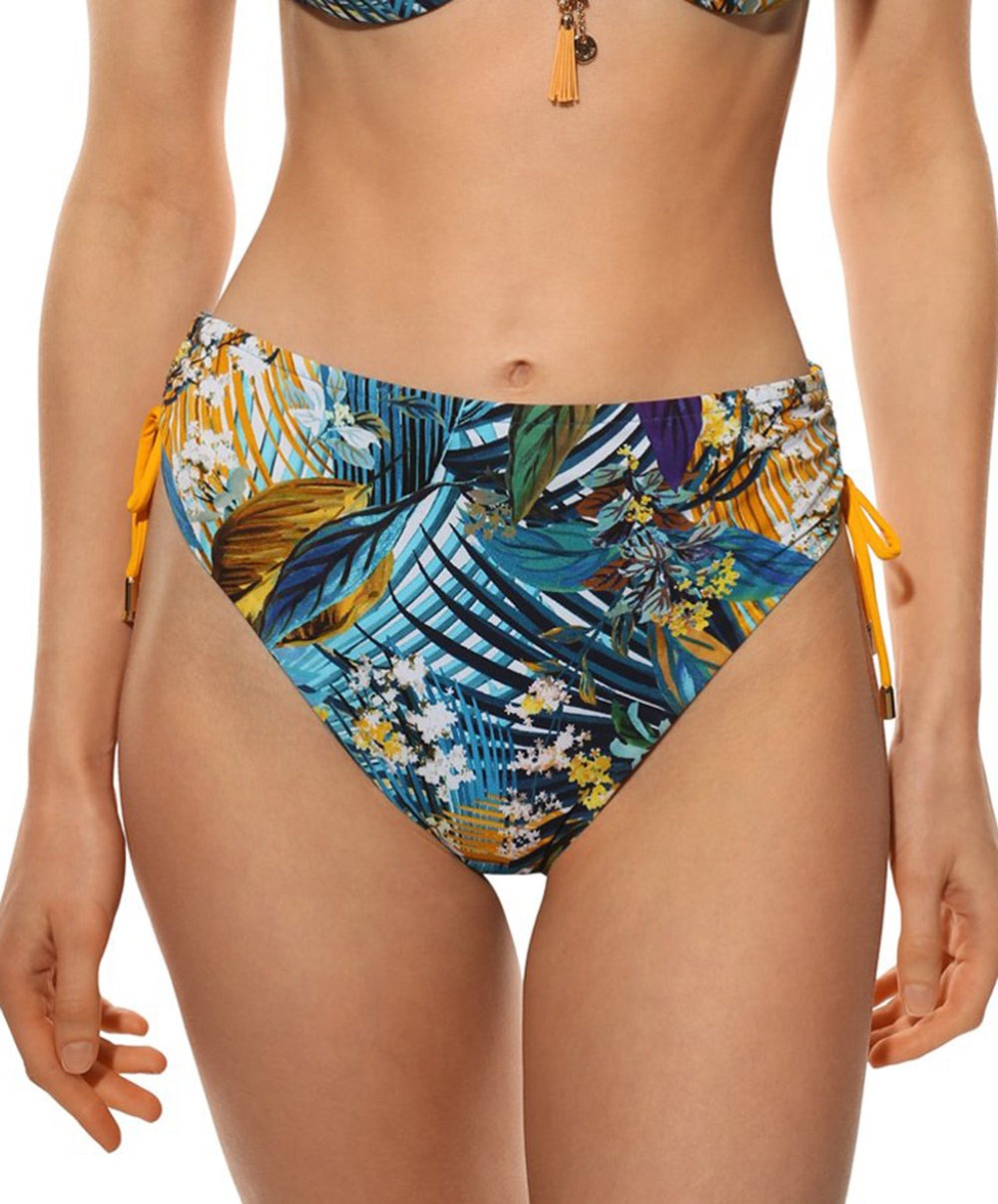 Slip de bain taille mi-haute échancrure ajustable Lise Charmel bain Evasion Jungle aqua ABB0656-JA