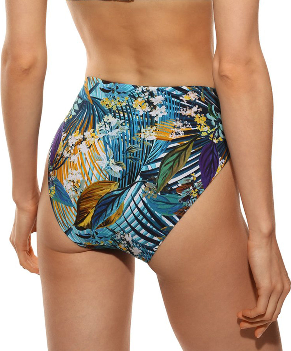 Slip de bain taille mi-haute échancrure ajustable Lise Charmel bain Evasion Jungle aqua ABB0656-JA