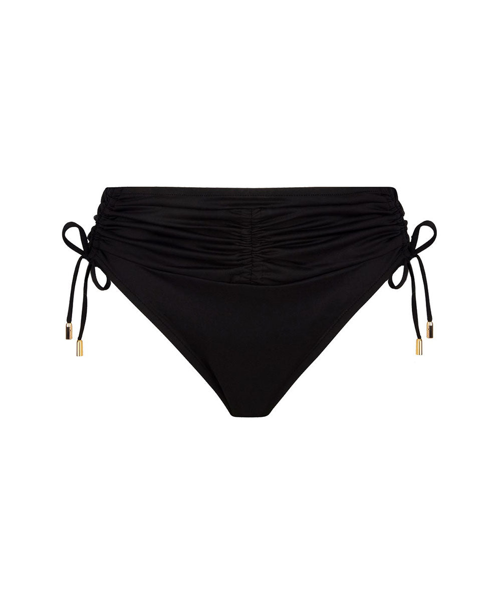 Slip de bain taille mi-haute échancrure ajustable Lise Charmel bain Sublime Drapé noir ABB0650-NO