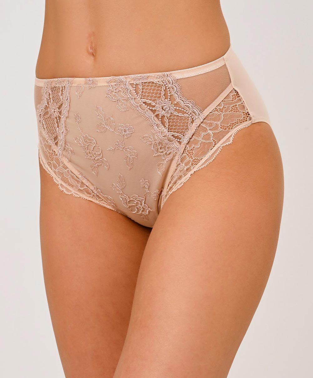 Slip haut dos opaque Lise Charmel Sublime en Dentelle nude sublime ACH0313-NS