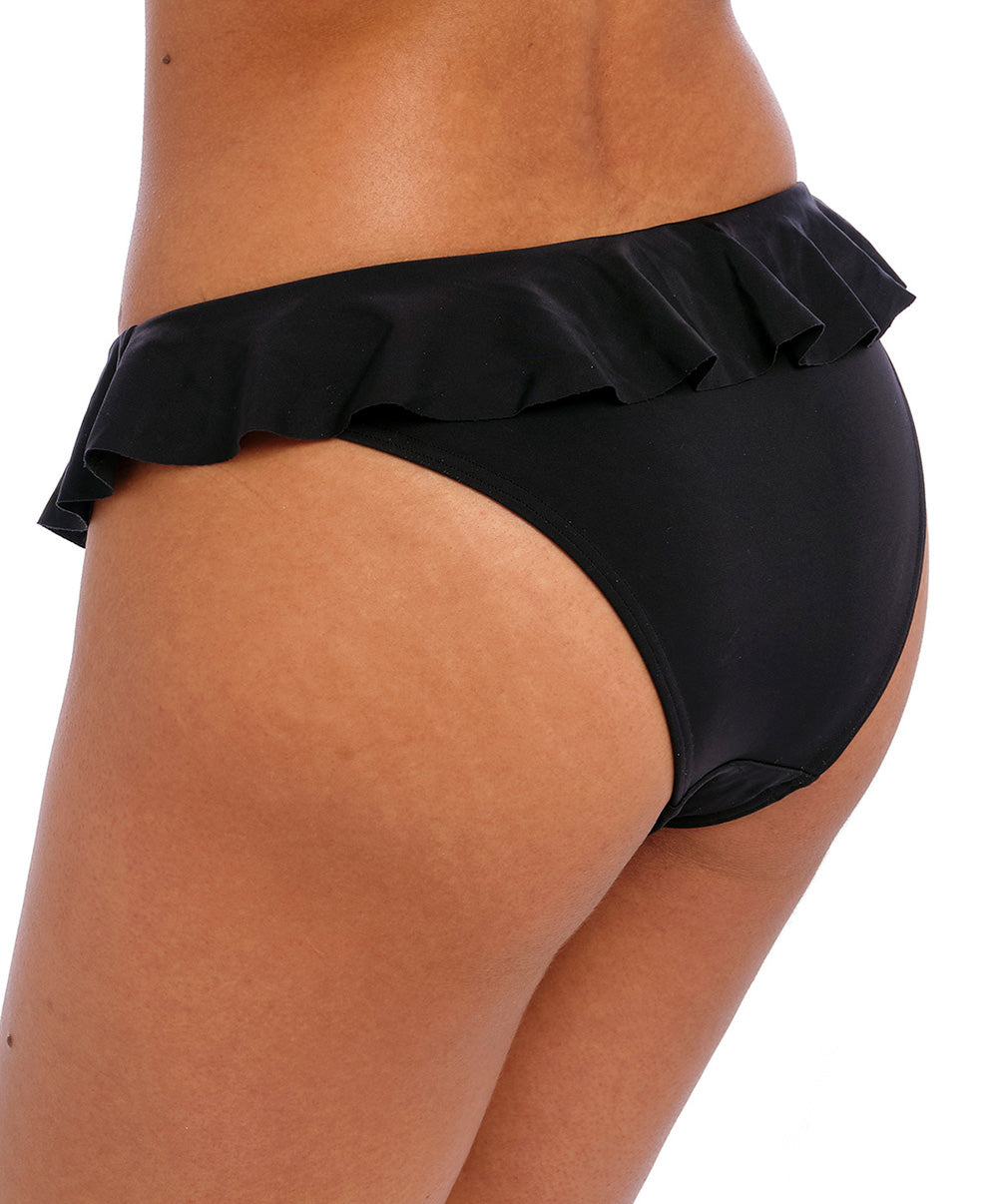 Slip italien de bain à volants Jewel Cove plain black Freya swim AS7235-PLK