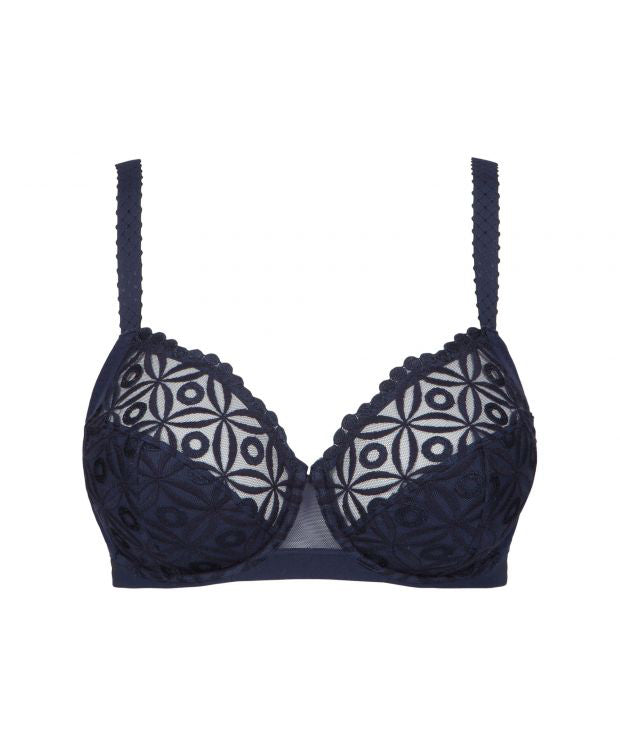 Soutien-gorge armature bonnets profonds Instant Simone Perele Bleu nuit face
