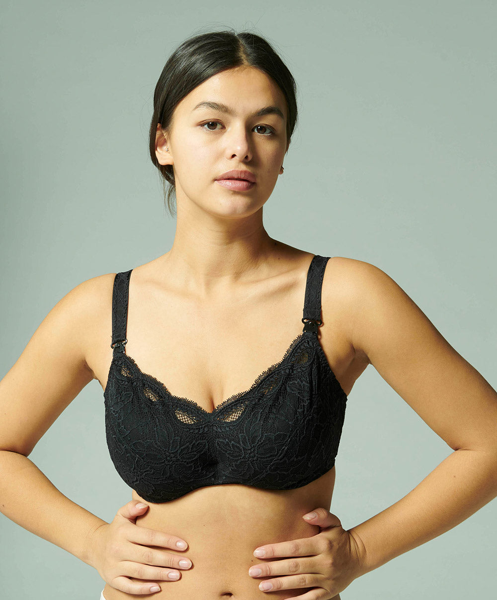 Soutien-gorge d'allaitement armatures amovibles grande taille Simone Pérèle Eden noir 12E399-015