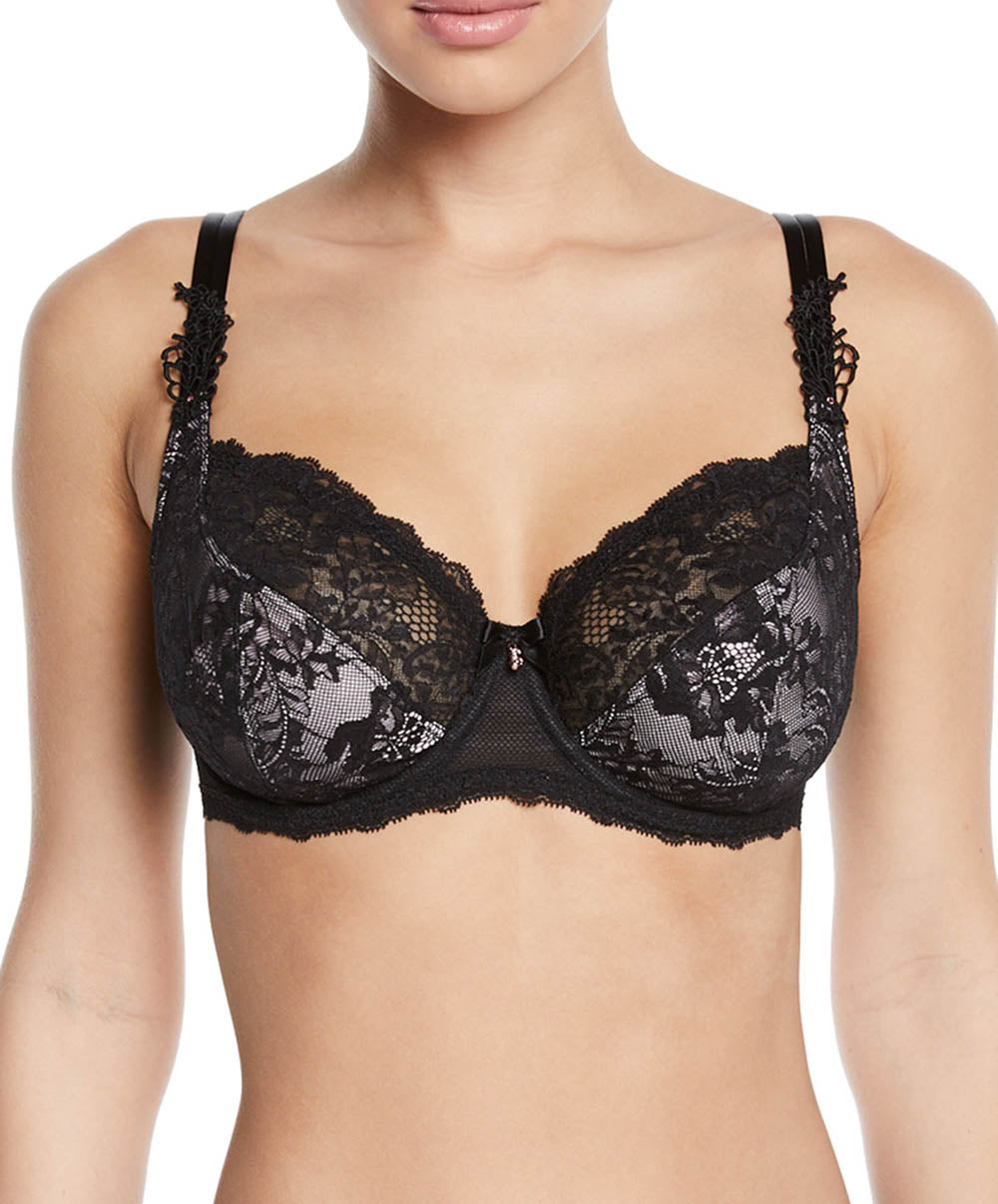 Soutien-gorge armature Résille lotus Noir lilas Lise Charmel ACG6025-NL