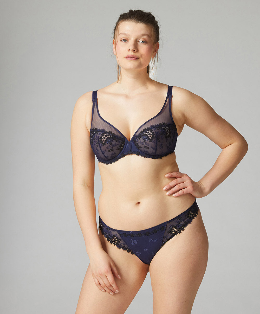 Soutien-gorge armature décolleté plongeant Simone Pérèle Wish bleu nuit 12B319-541
