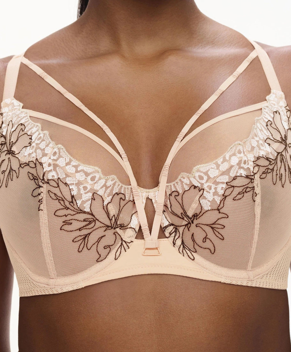 Soutien-gorge armature très enveloppant Chantelle Spice clay nude noir C22BMU-0JK