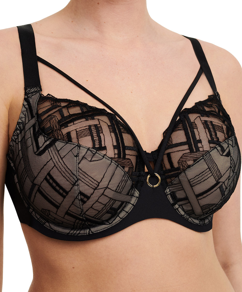 Soutien-gorge armatures très enveloppant grande taille Chantelle Graphic Support noir C21S10-011