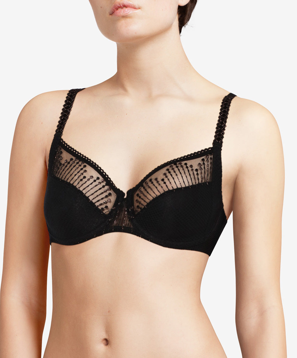 Soutien-gorge armatures grande taille Chantelle Luminesce noir or C19K10-0A1