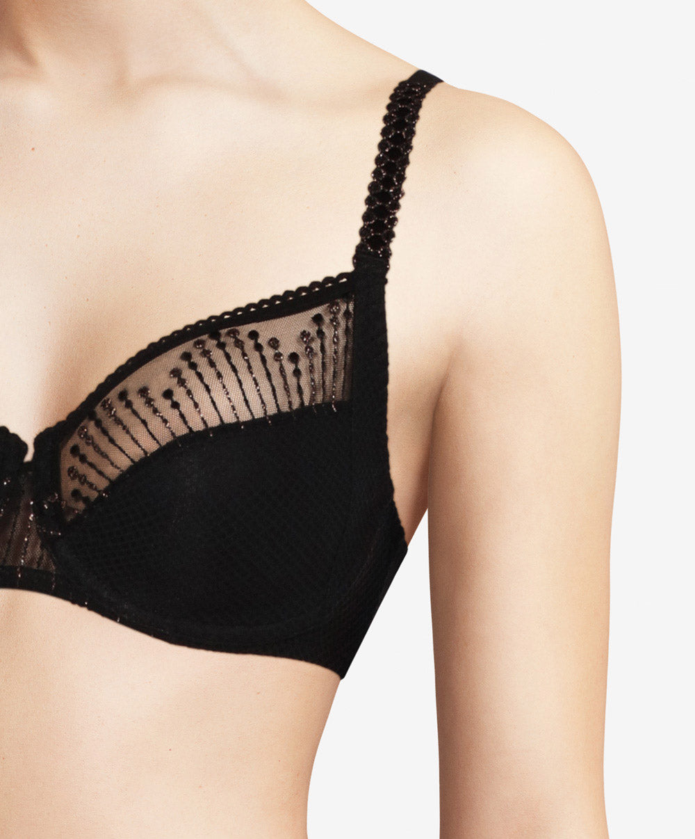 Soutien-gorge armatures grande taille Chantelle Luminesce noir or C19K10-0A1