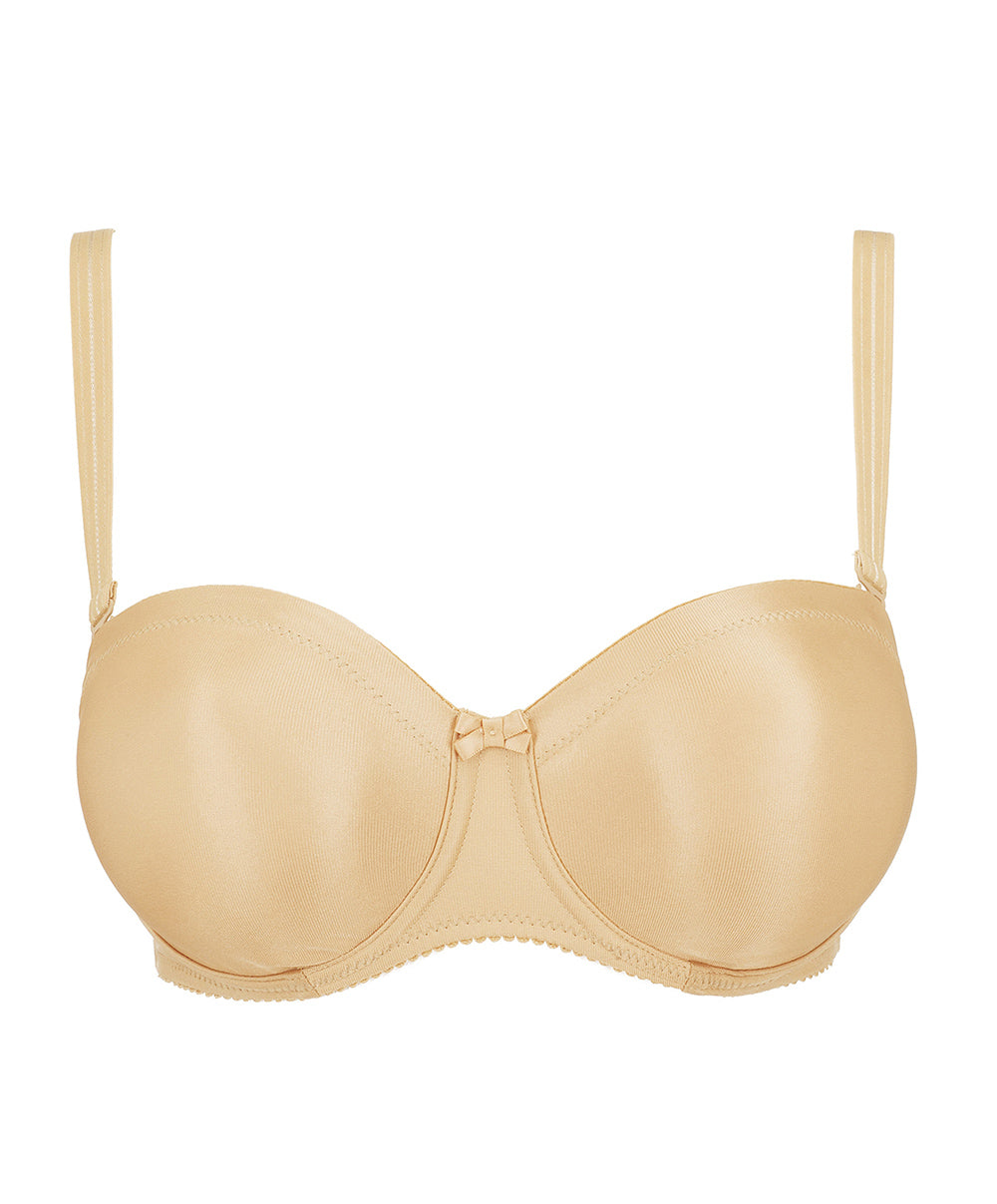 Soutien-gorge bandeau moulé lisse bretelles amovibles invisible à armatures PrimaDonna Satin cognac 0161331-COG