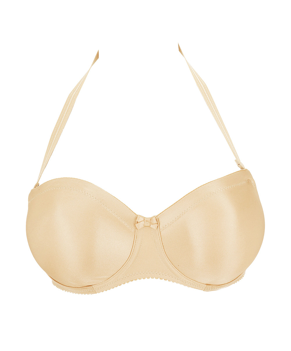 Soutien-gorge bandeau moulé lisse bretelles amovibles invisible à armatures PrimaDonna Satin cognac 0161331-COG