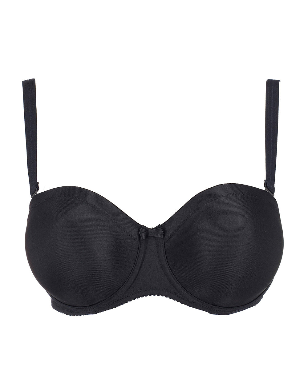 Soutien-gorge bandeau moulé lisse bretelles amovibles invisible à armatures PrimaDonna Satin noir 0161331-ZWA