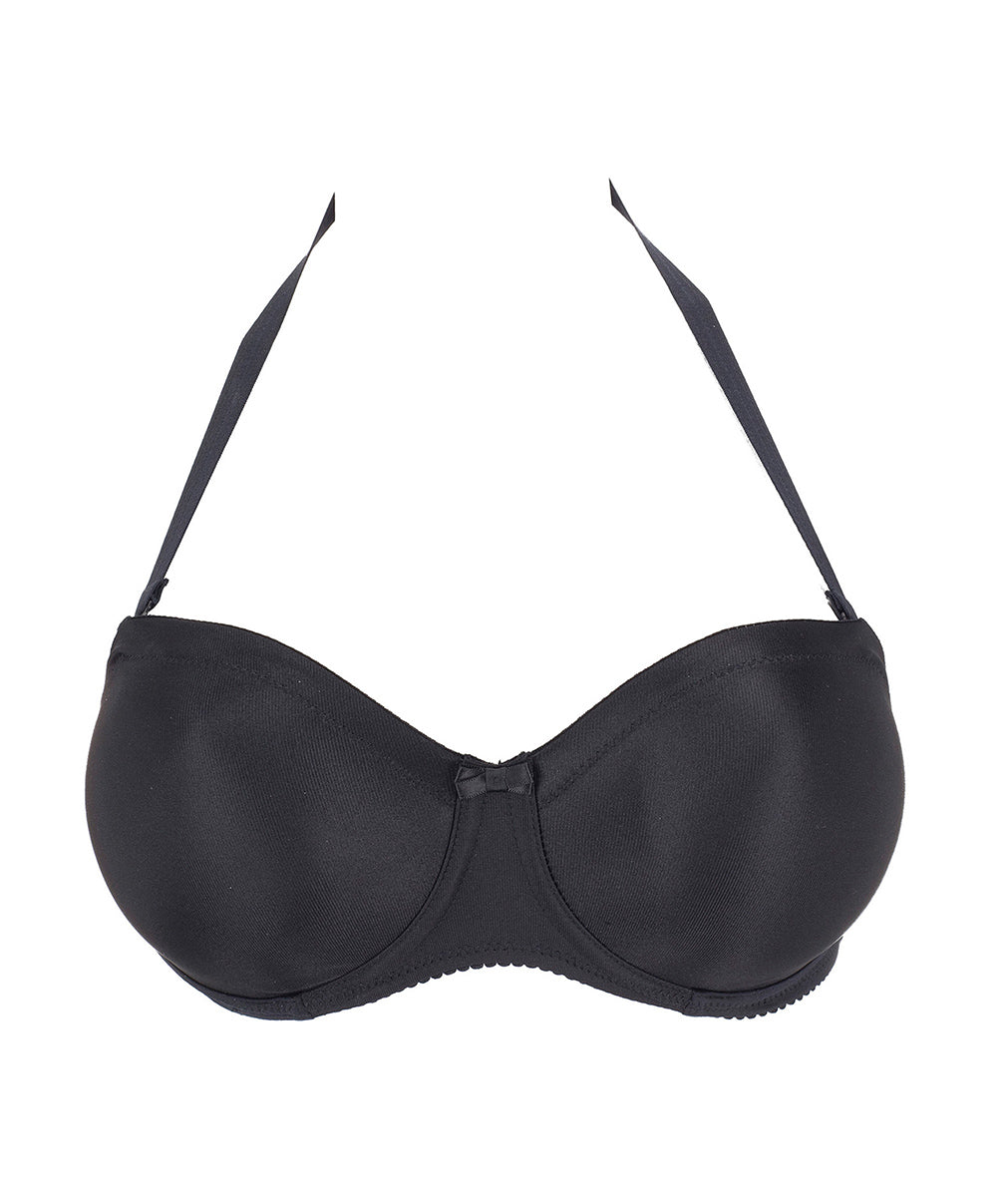 Soutien-gorge bandeau moulé lisse bretelles amovibles invisible à armatures PrimaDonna Satin noir 0161331-ZWA