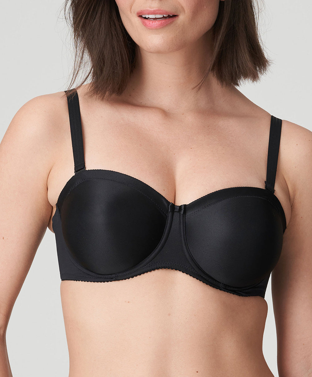Soutien-gorge bandeau moulé lisse bretelles amovibles invisible à armatures PrimaDonna Satin noir 0161331-ZWA