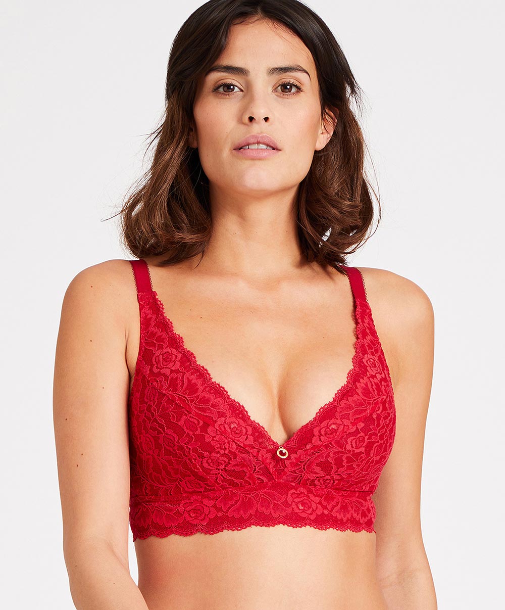 Soutien-gorge brassière confort sans armatures bralette rouge Rosessence rouge gala Aubade HK10-02-GALA