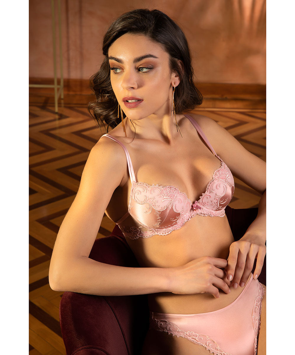Soutien-gorge coque en soie Lise Charmel Splendeur soie rose vintage ACC8580-SU