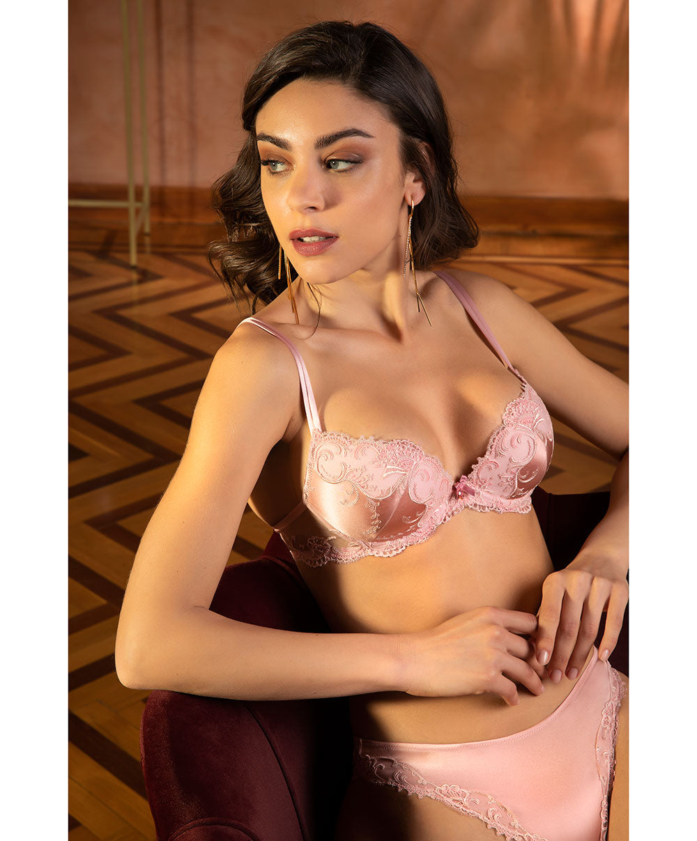 Soutien-gorge coque en soie Lise Charmel Splendeur soie rose vintage ACC8580-SU