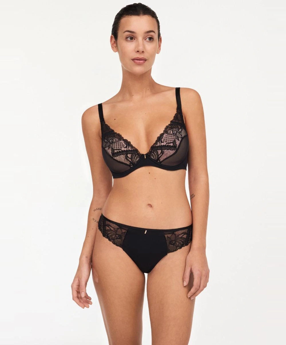 Soutien-gorge coque plongeant Chantelle Orangerie Dream noir C17Q20-011