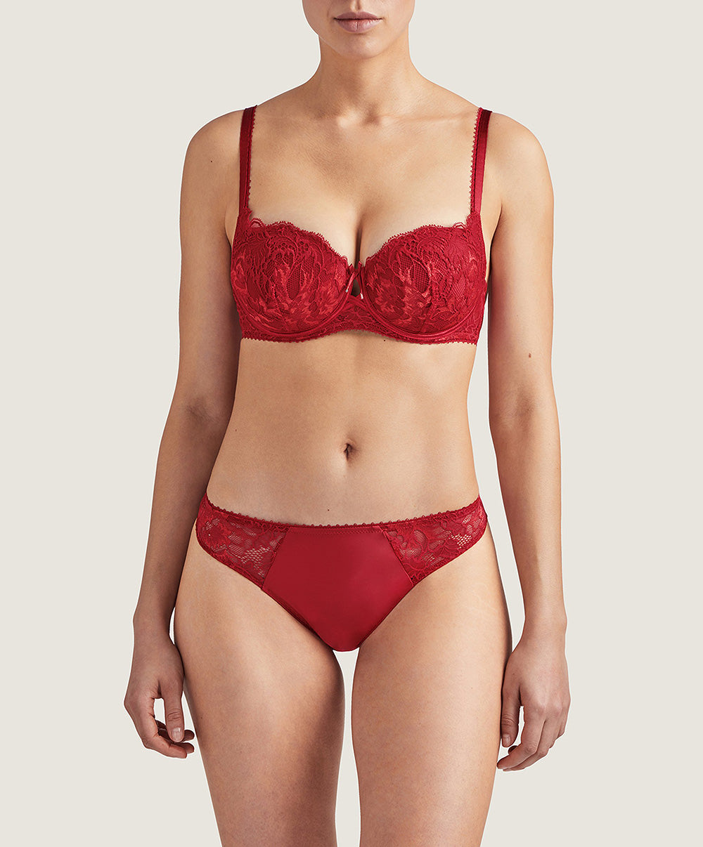 Soutien-gorge coque forme corbeille rouge Aube Amoureuse rouge Aubade QA04-ROAM