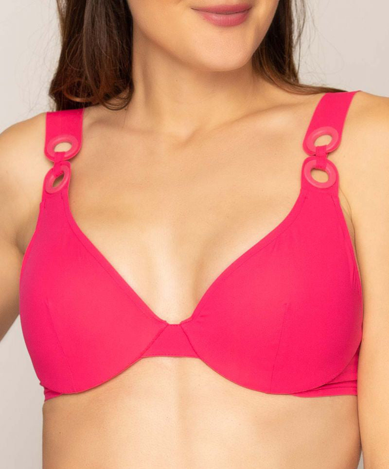 Soutien-gorge de bain coque Lise Charmel bain Jeux d'Anneaux azalée fuchsia ABA8031-AA face