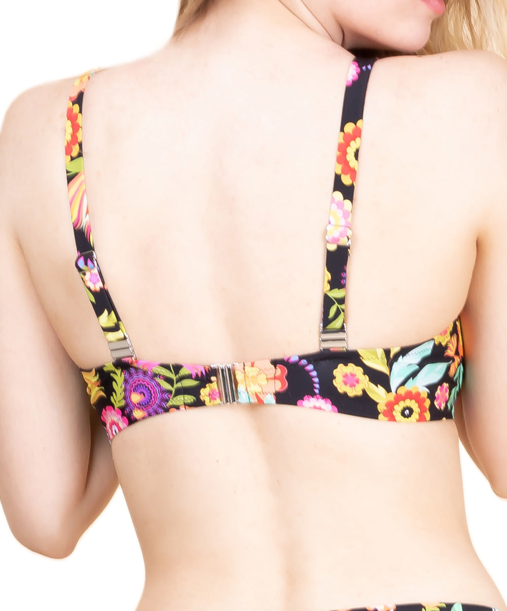 Soutien-gorge de bain corbeille grande taille La Muse en Fleurs bouquet radieux noir Antigel Bain FBB3530-BR