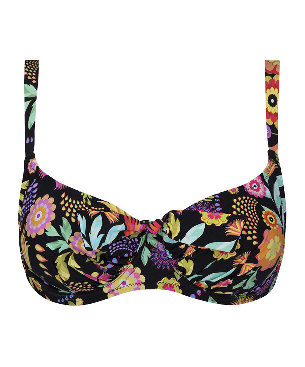 Soutien-gorge de bain corbeille grande taille La Muse en Fleurs bouquet radieux noir Antigel Bain FBB3530-BR