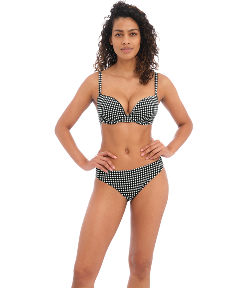 Soutien-gorge de bain moulé à armatures décolleté plongeant Check In monochrome Freya swim AS201908-MOM