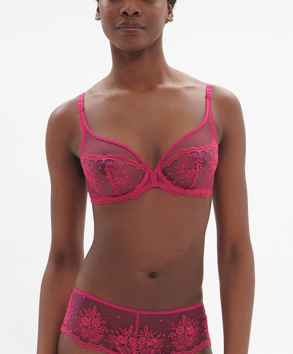 Soutien-gorge décolleté plongeant à armatures Simone Pérèle Intrigue rose disco 1E2319-346