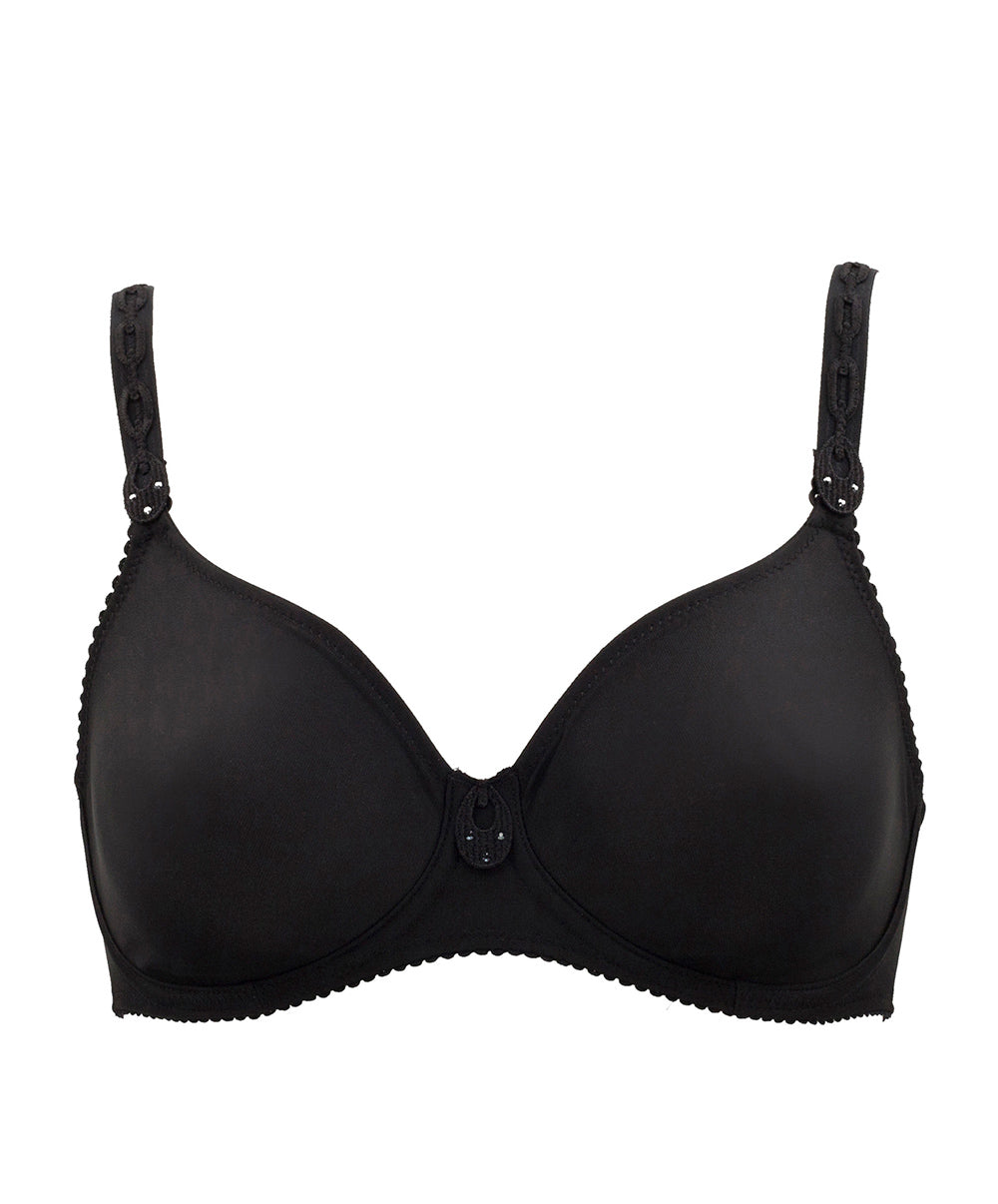 Soutien-gorge emboitant moulé grande taille à armatures invisible PrimaDonna Satin noir 0161332-0161333-ZWA