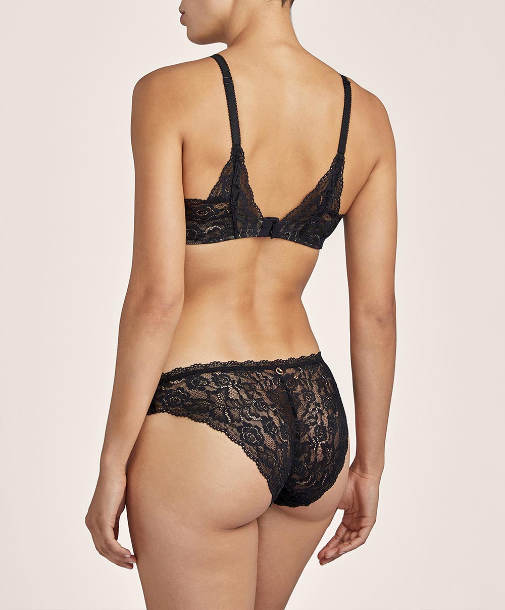 Soutien-gorge foulard triangle plunge effet push Rosessence noir Aubade HK81-NOIR