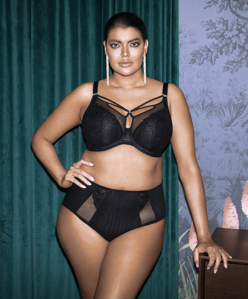 Soutien-gorge grande taille armature plongeant Elomi Brianna Black EL8080-BLK