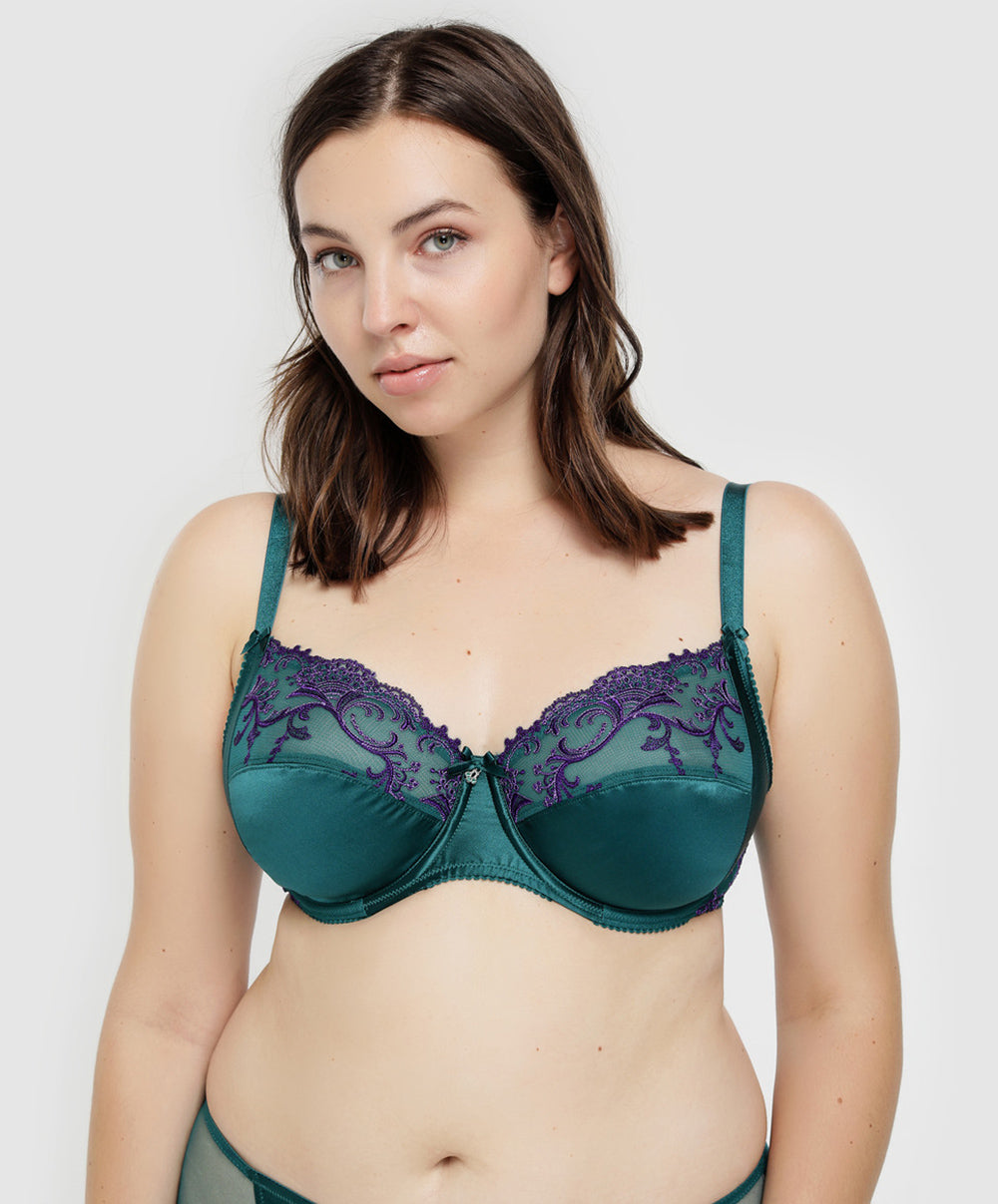 Soutien-gorge grande taille armature en soie Lise Charmel Splendeur soie turquoise ACC6180-ST