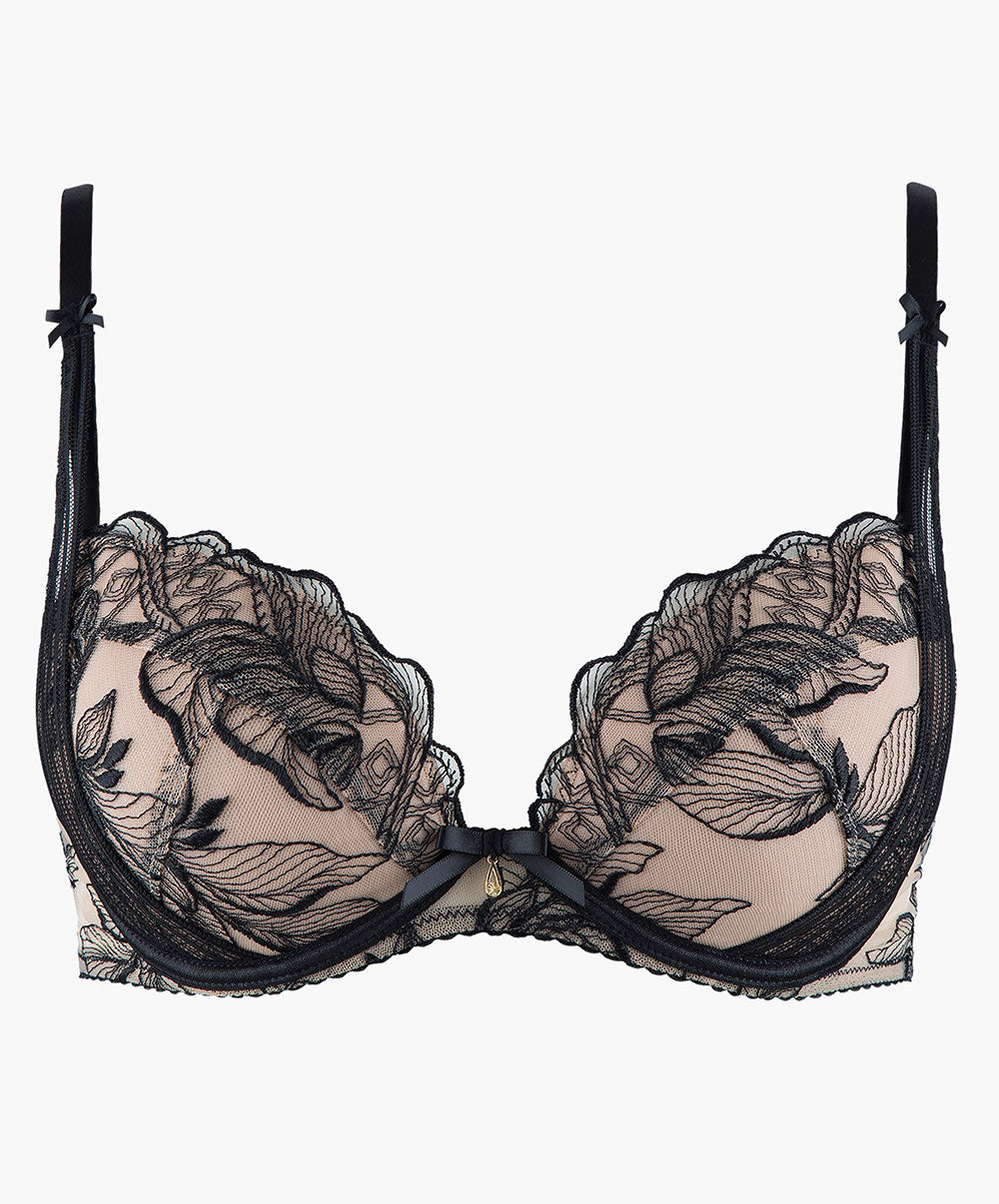 Soutien-gorge push-up Fleur de Tatoo encre noire Aubade TB18-ENNO