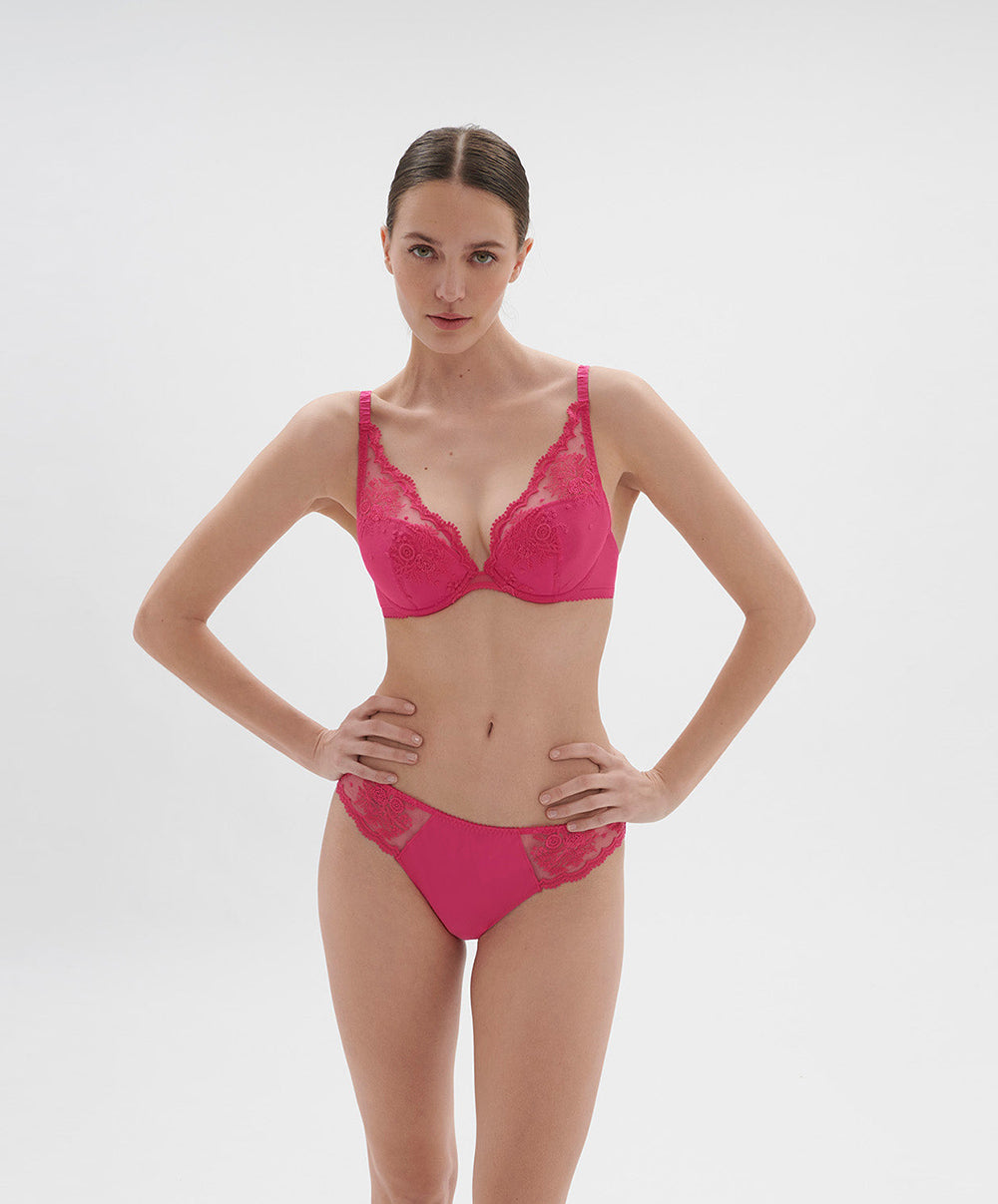 Soutien-gorge push-up décolleté plongeant Simone Pérèle Intrigue rose disco 1E2347-346