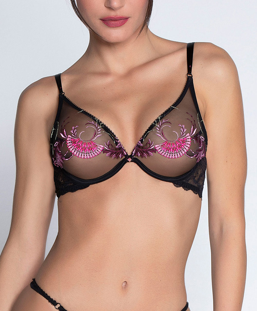 Soutien-gorge triangle armatures Lise Charmel Floraison Passion safran rose ACH6986-SR