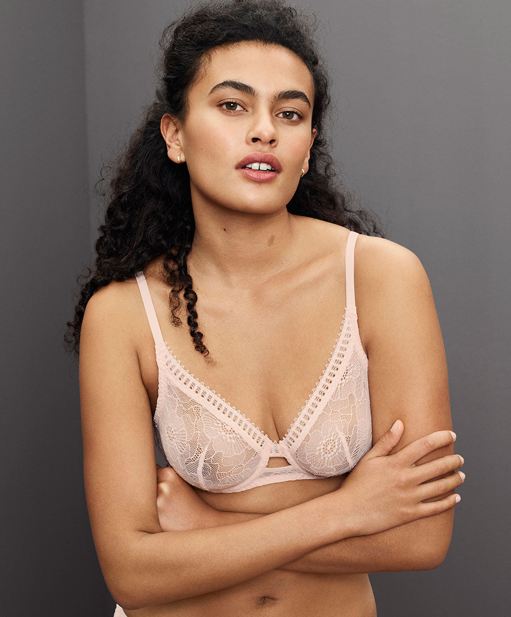 Soutien-gorge triangle en dentelle sans armatures Simone Pérèle Swing poudre pétale 15Y250-332